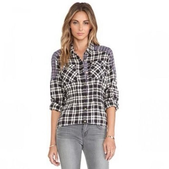 Free People Tops - FREE PEOPLE | Catch Up With Me Plaid Shirt in Black Combo Size Small